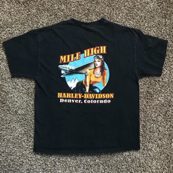 Details about / MILE HIGH HARLEY-DAVIDSON MEN/'S CUSTOM SHORT SLEEVE DENVER COLORADO T-SHIRT